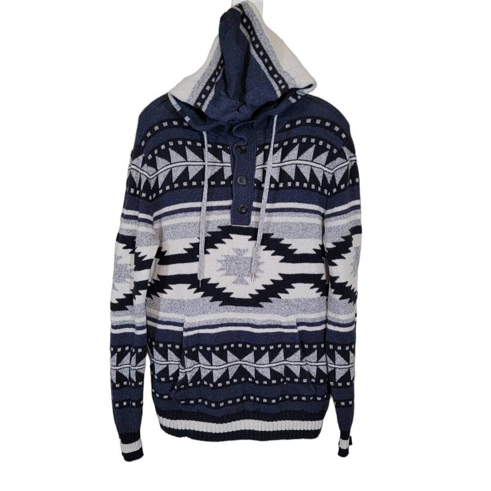 American Eagle Outfitters Unisex Hoodie Knit Sweater Geometric Pullover Small